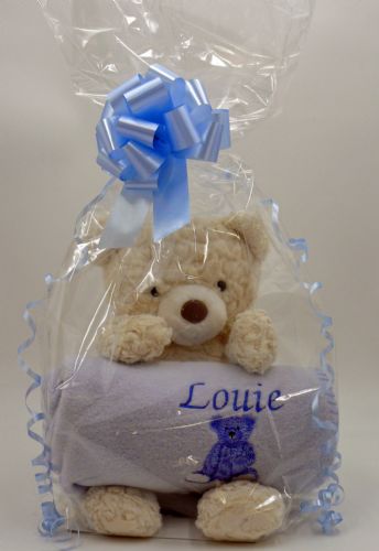 Personalised Baby Blanket and Teddy Gift Set